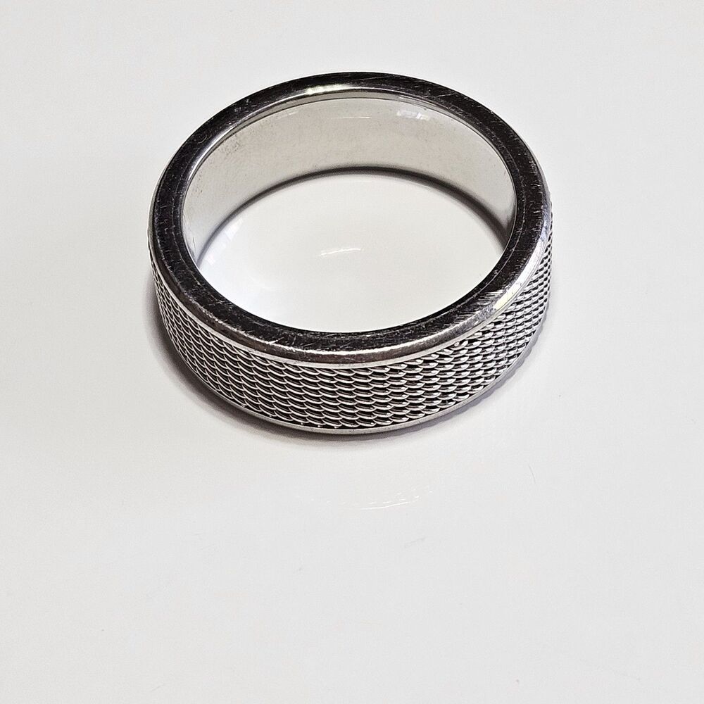 Mesh Textured Comfort Fit Stainless Steel Wedding Band Ring Size 11 - Picture 10 of 13